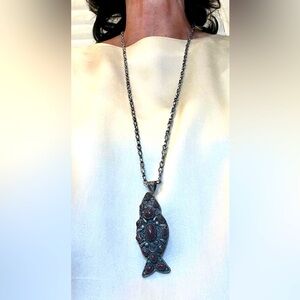 Dual Charm Silver Fish Pendant Necklace